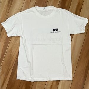 Simply Southern White Tee with Navy Bow Accent